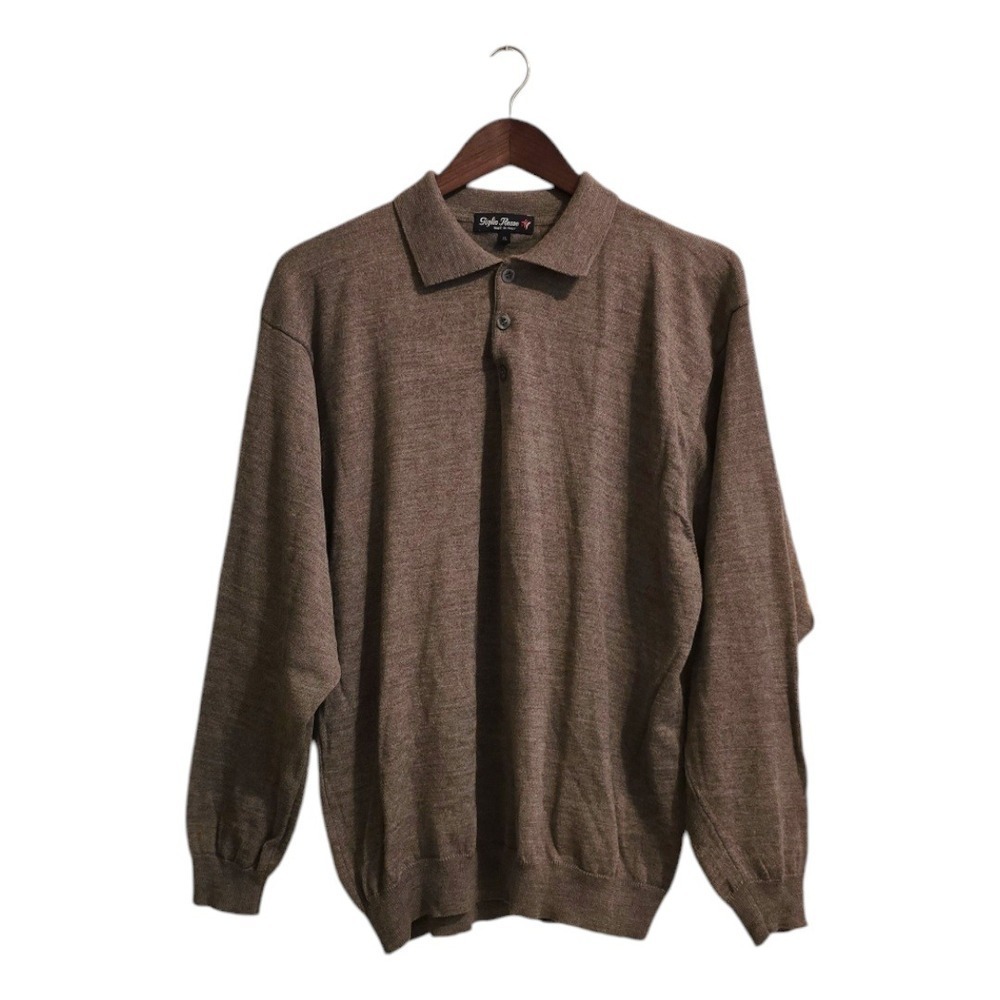 Giglio Rosso Brown Italian Wool Blend Collard Long Sleeve Sweater Sz XL